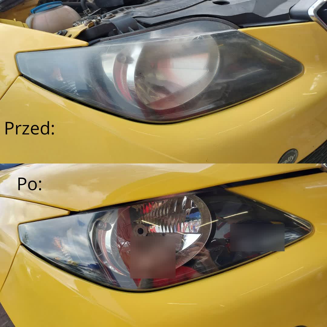 Regeneracja reflektorów — zamiast nowych lamp (przed/po)